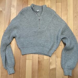 Garage Gray Ribbed Turtleneck Sweater